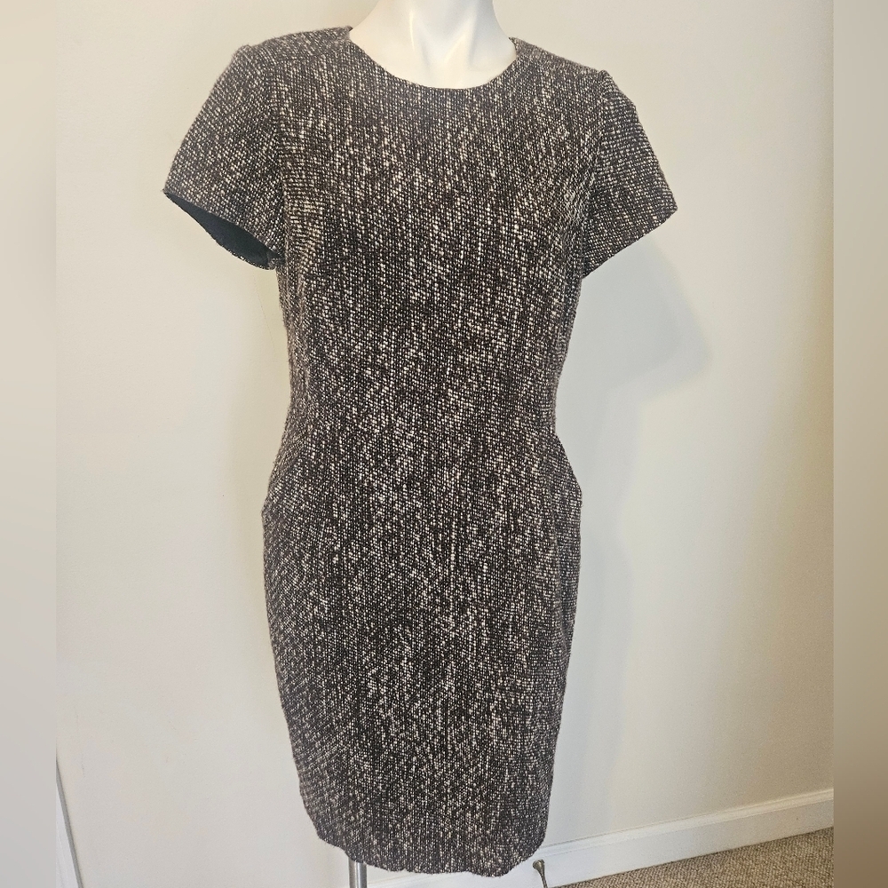 Boden Black and White Textured Midi Dress